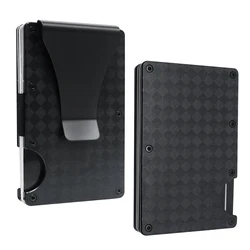 Индивидуальный Стильный тонкий алюминиевый металлический кошелек с зажимом для денег для мужчин, вмещает до 15 карт, RFID-блокировка, минималистичный держатель для карт, кошелек