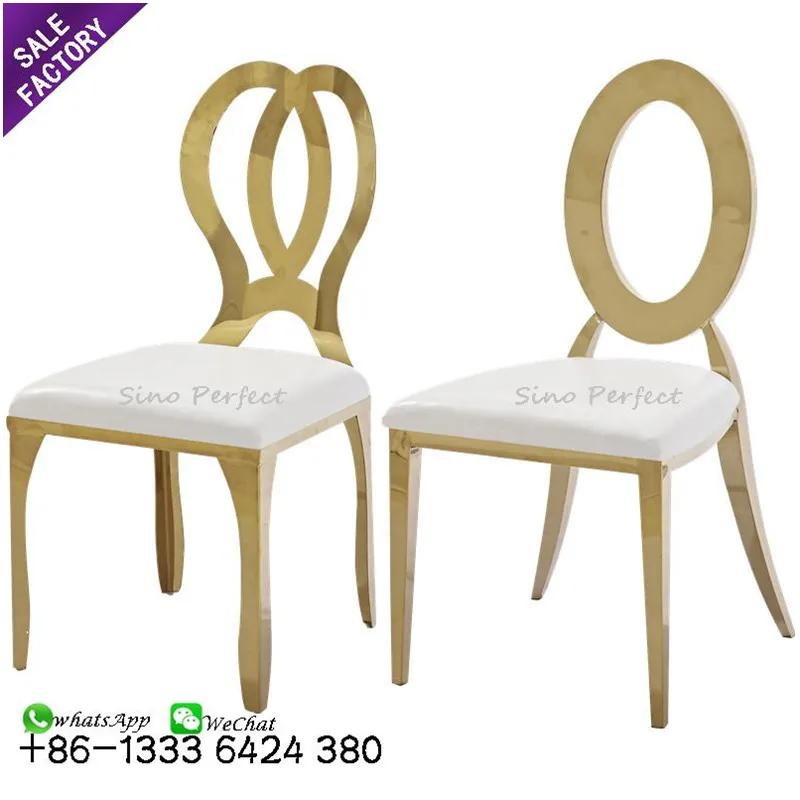 Cheap Wholesale Stainless Steel Stackable Gold Dinning Chair Metal Golden Stainless Steel Banquet Chair for Wedding