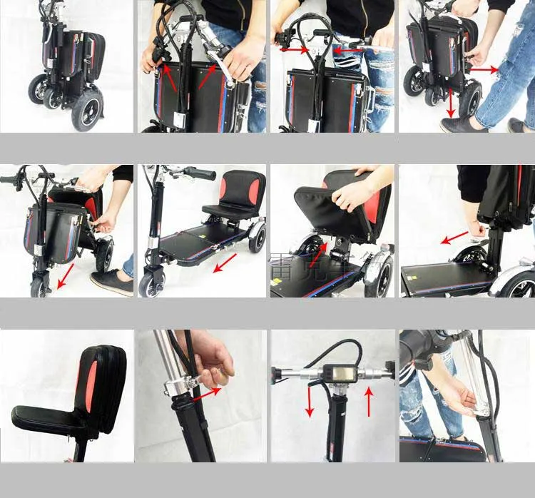 Portable folding disabled 4 wheel electric mobility scooter for elder