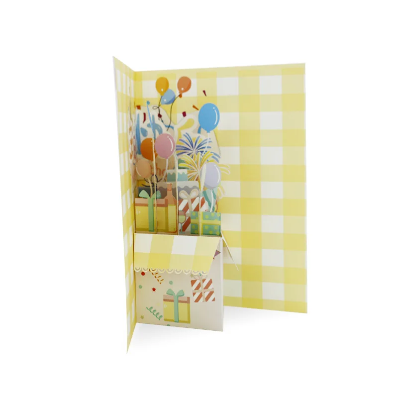 
Custom Creative Happy Birthday Christmas Balloon Blessing Greeting 3D Pop-up Cards 