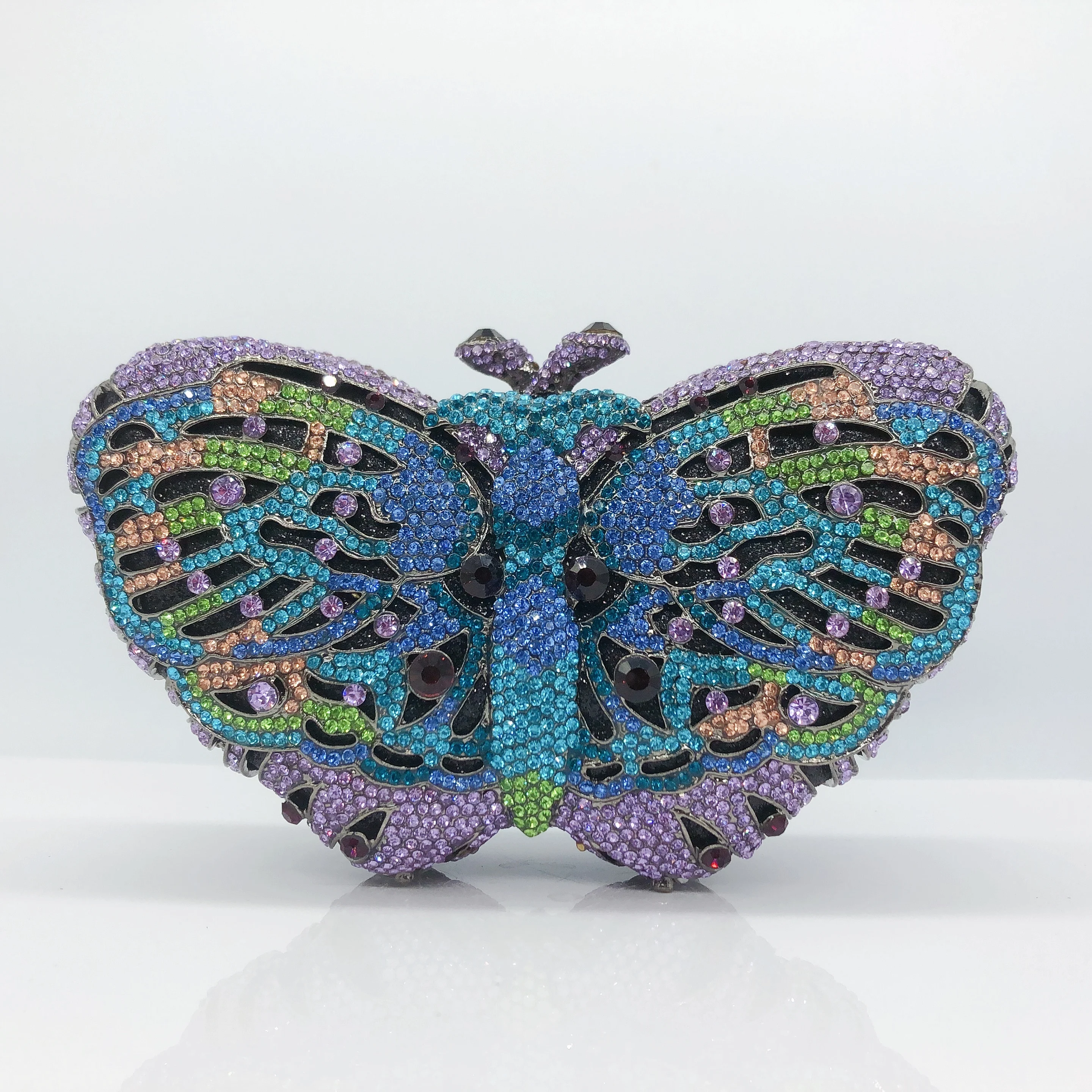 Chinese Manufacturer Pink Butterfly Shape Mini Portable Diamond Wedding Party Ladies Evening Bag