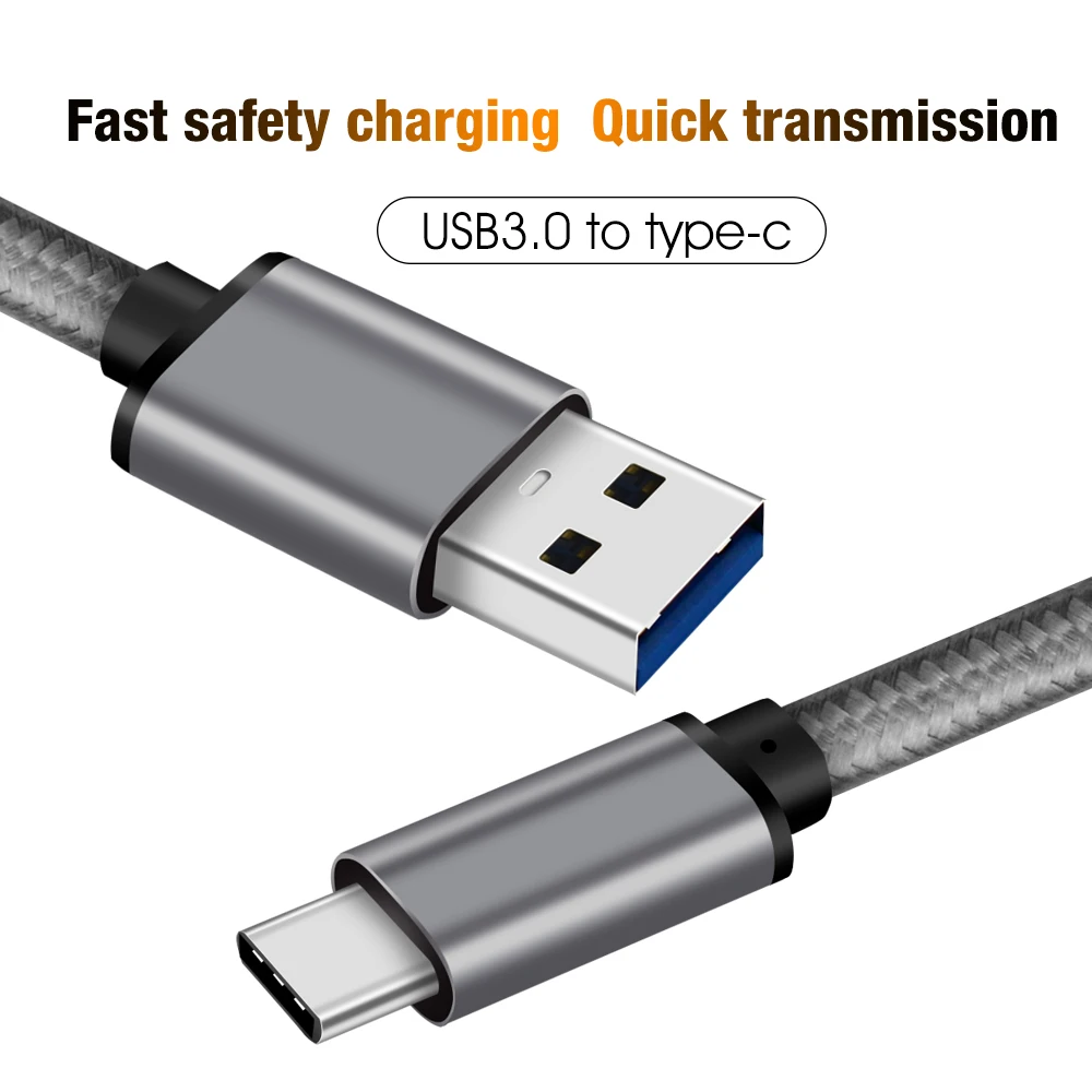 Nylon Braided Cable Usb Tipo C 3A Fast Charging Usb Type C Fast Cable 3.0 For Mobile Phone Charger Cable
