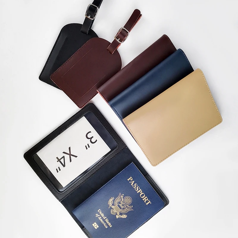 his and her luggage tag custom genuine leather passport id holder rfid blocking security