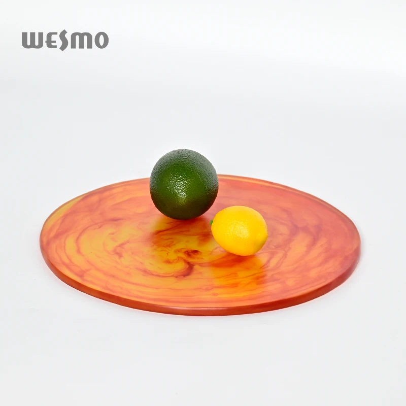 Custom Wholesale 9.72 inch Cheese Board Creative Round Food Serving Plate Dinnerware Resin Decorative Tray Cheese Plate