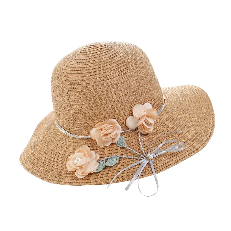 Wholesale ladies straw visor hat ladies bucket hat beach summer beach big floppy straw hats