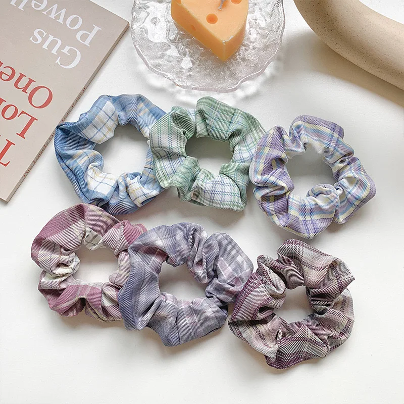 Plaid Hair Tie Ponytail Scrunchies Accessories Little Girls Hair Scrunchies For Children