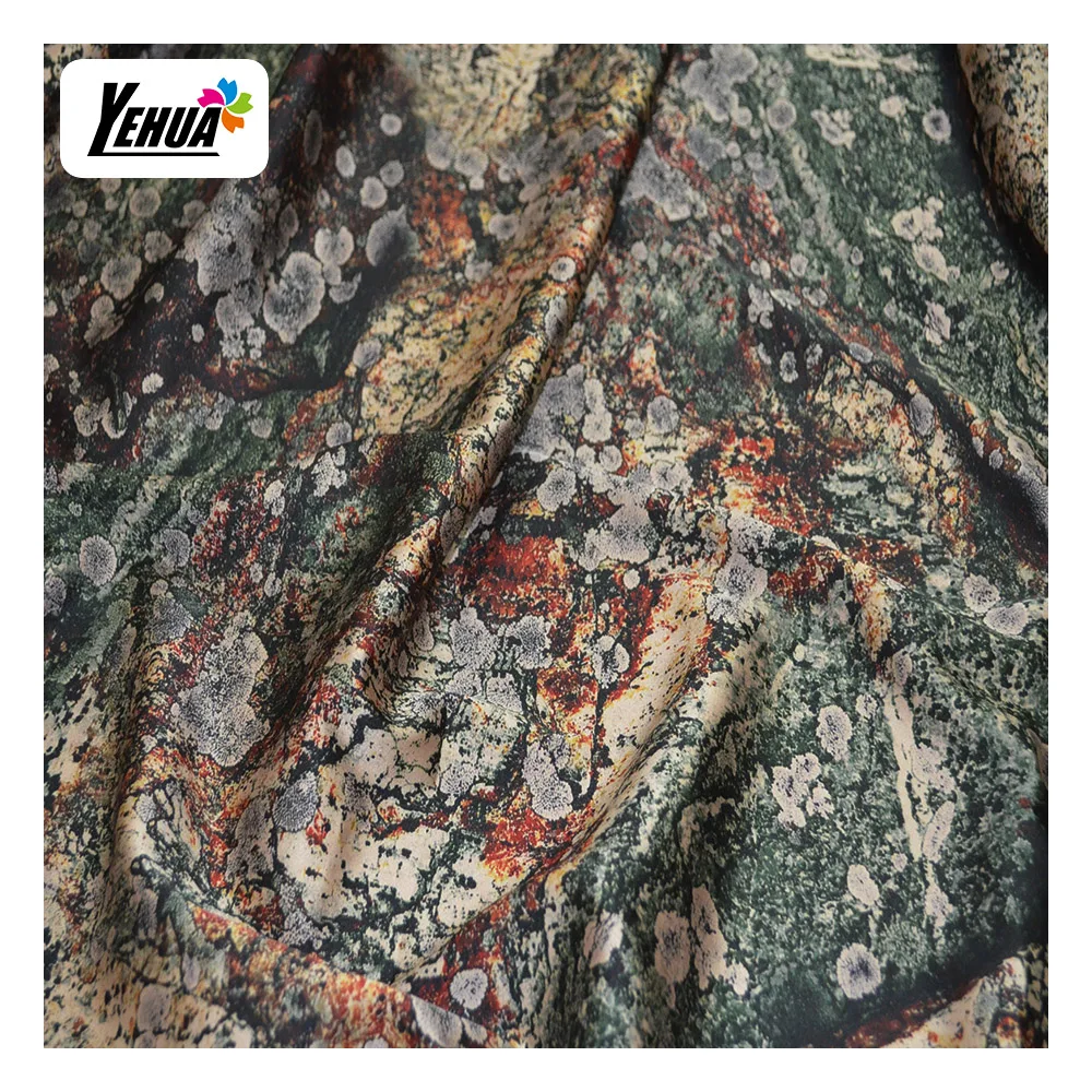 Custom Digital Printed Armaini Silk Satin Sateen Fabric 100% Polyester Satin Floral Fabric for Lady Gown Dress Pajama
