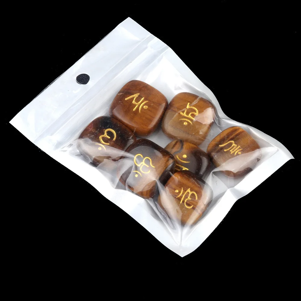Wholesale Natural Amethyst Clear Crystal Engraved Rune Stones