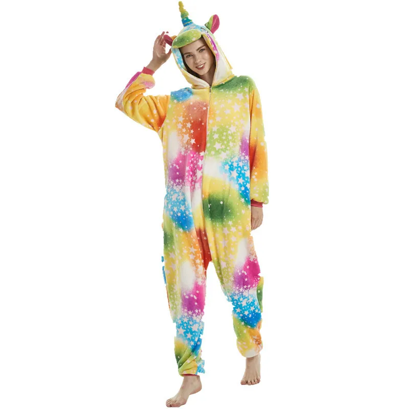 Wholesale Nightwear Pajama Adult Sexy Onesie Bodysuit 20 Animal Cartoon Pattern Hooded Flannel Fleece Women Sleepwear Rompers