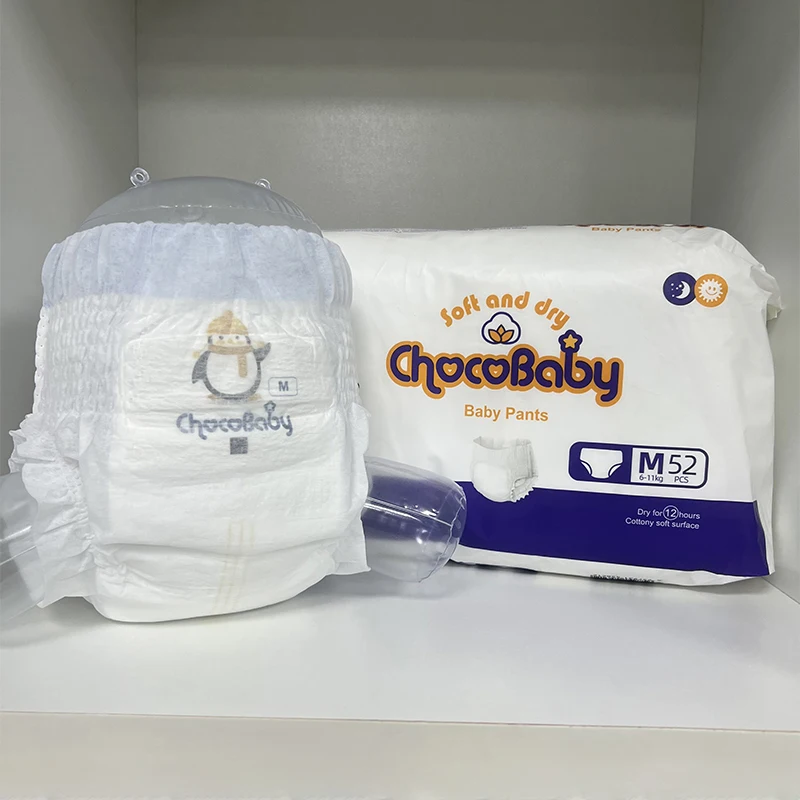 OEM ODM Baby Diapers Wholesale Fast Shipping PE Non Woven Fabric Printed Cotton Disposable Baby Training Pants