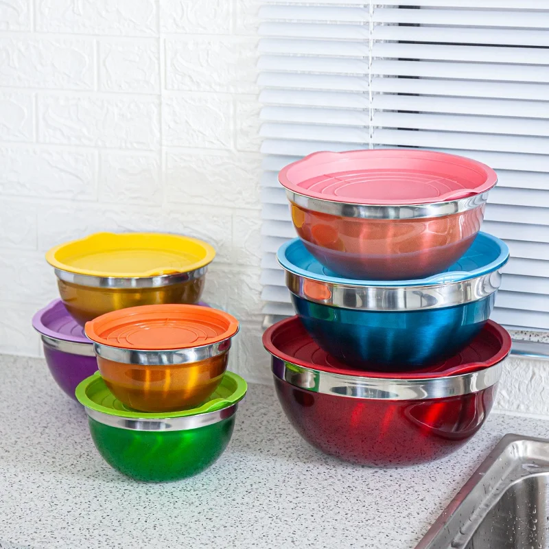 Mixing Bowl Set Silicone Ramen Fruit Serving Stainless Steel Soup Ice Cream Metal Rice Dessert Storage Mini Bowl Vegetable Bowls