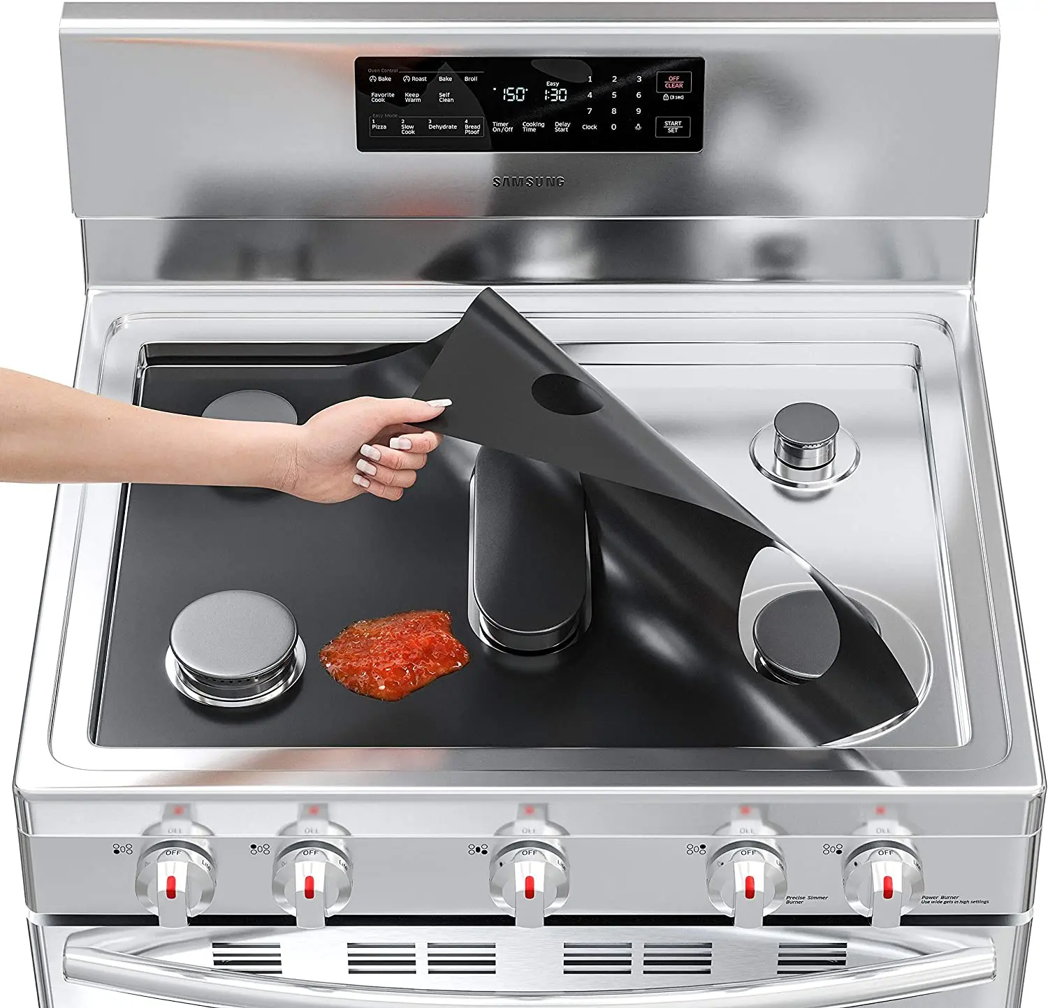 2024 hot new style Customized 5-burner ptfe stovetop protector62*41.5cm black gas stove cover burner protector liner