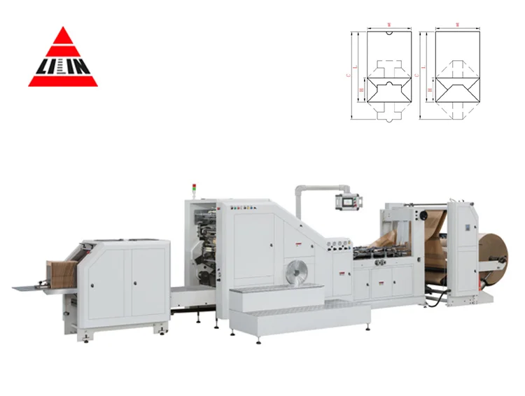 Fully automatic LSB-450XL-R Paper bag machine with flat rope handle with round rope handle with pasting bottom