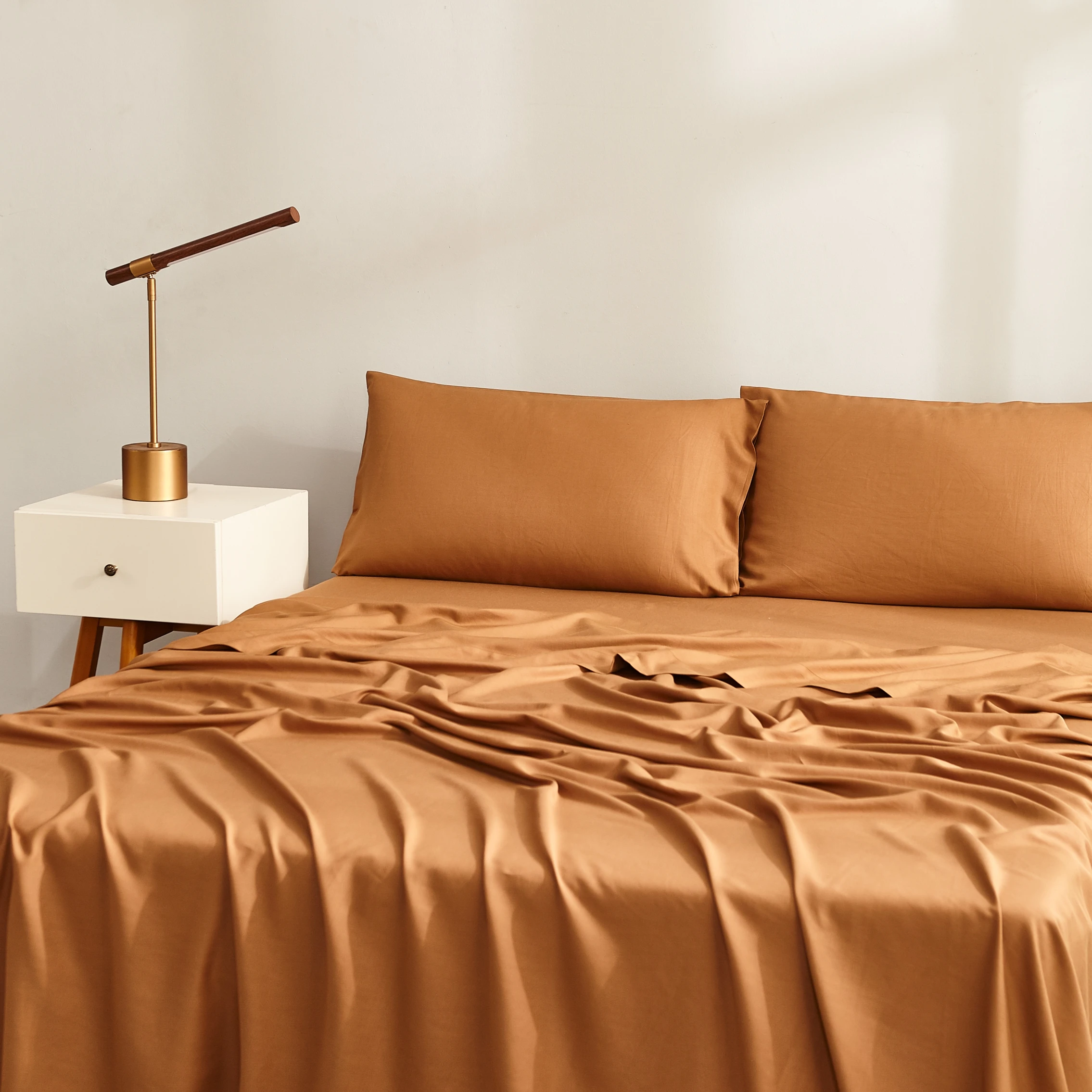 Hotel 100% Bamboo Fabric Printed Bedding Flat Fitted Sheet Bed Set 4Pcs