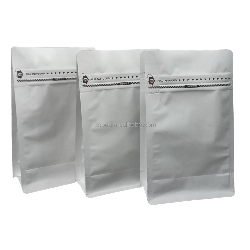 Кофе в зернах 500 г Quad сторона Gusseted восемь стоячая молния Boxpouch плоское дно крафт из алюминизированной фольги Золотой горячий мешок для