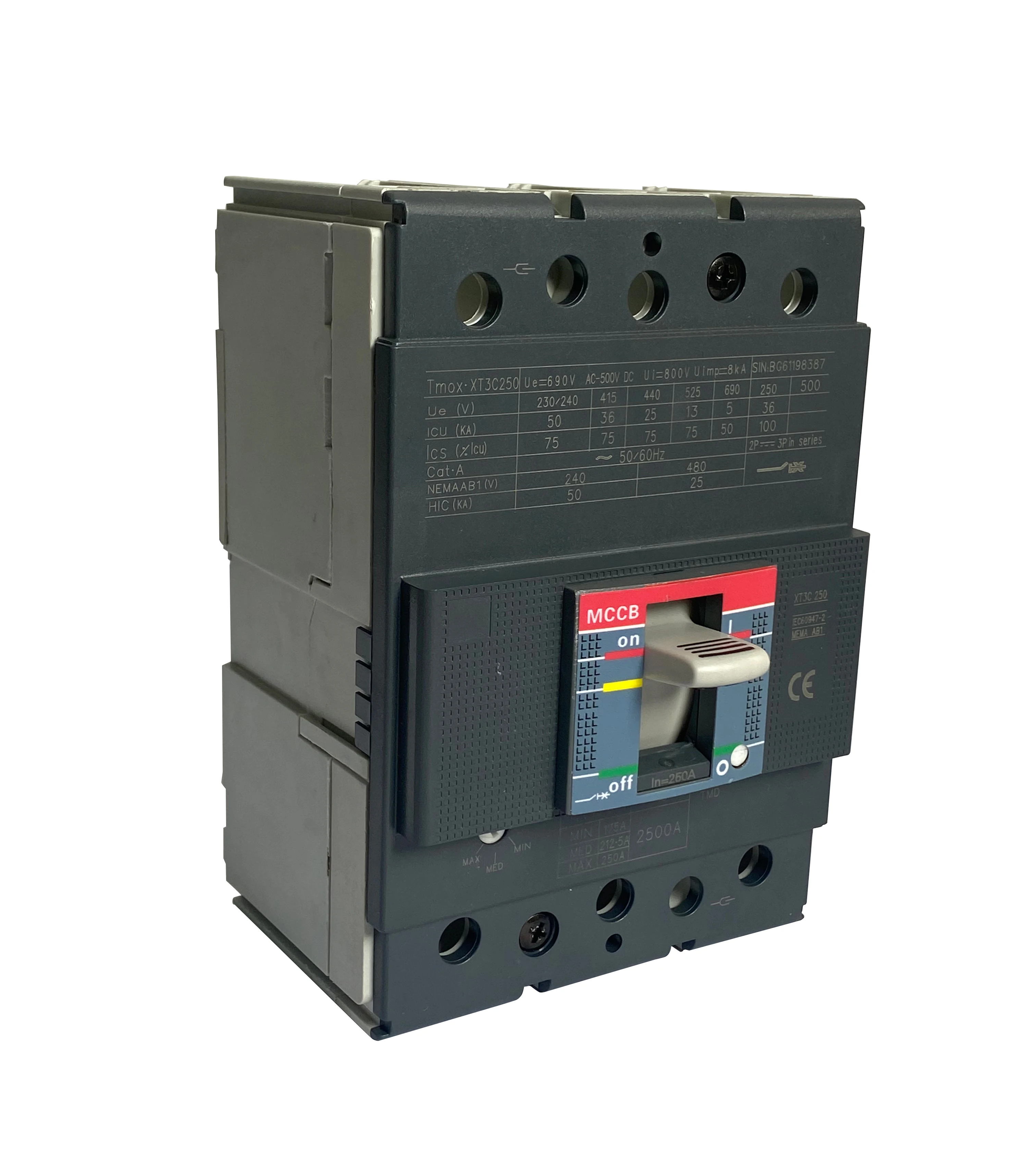Tmax MCCB 125A 160A 250A 400A 630A 800A 1250A 1600A 3p 4p 690V Molded Case Circuit Breaker