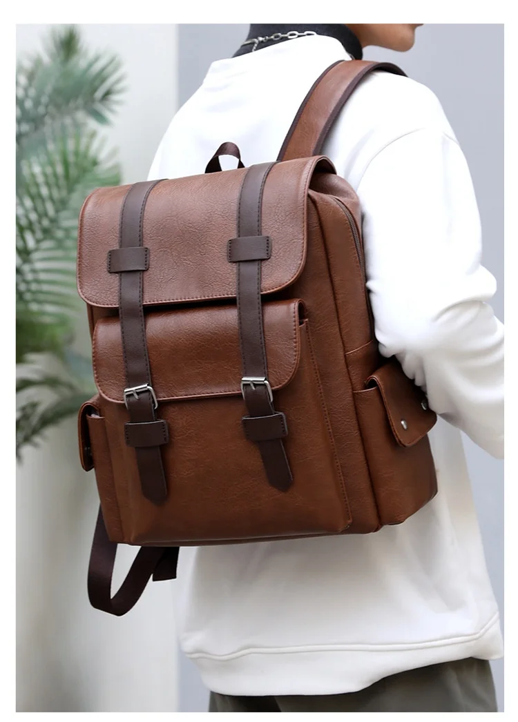 Wholesale Leather Laptop School Bags Fashion Waterproof Travel Backpack For Men Women PU College Student Backpack