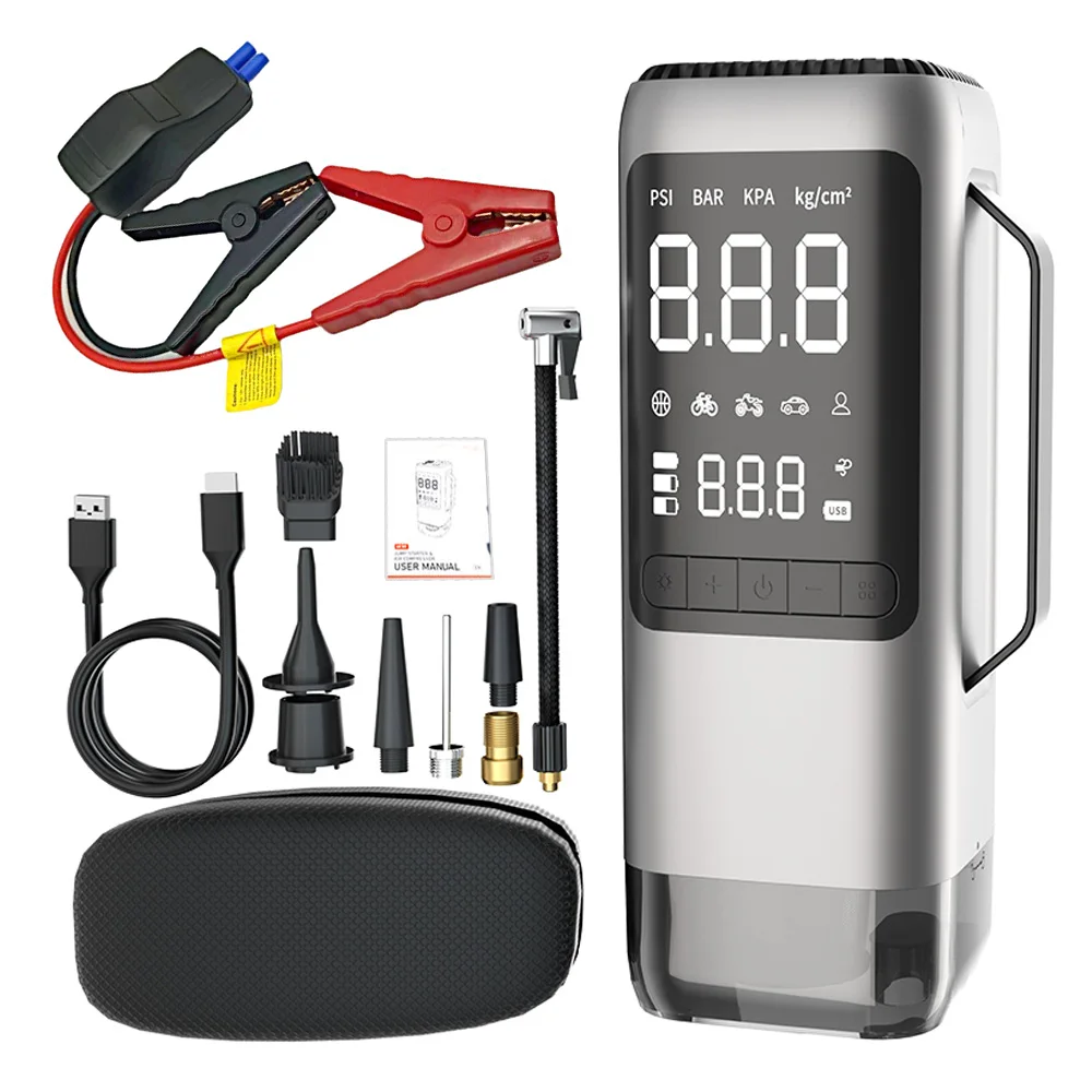 2024 portable 150psi air compressor car jump starter vacuum 1000a peak auto battery booster with vacuum cleaner