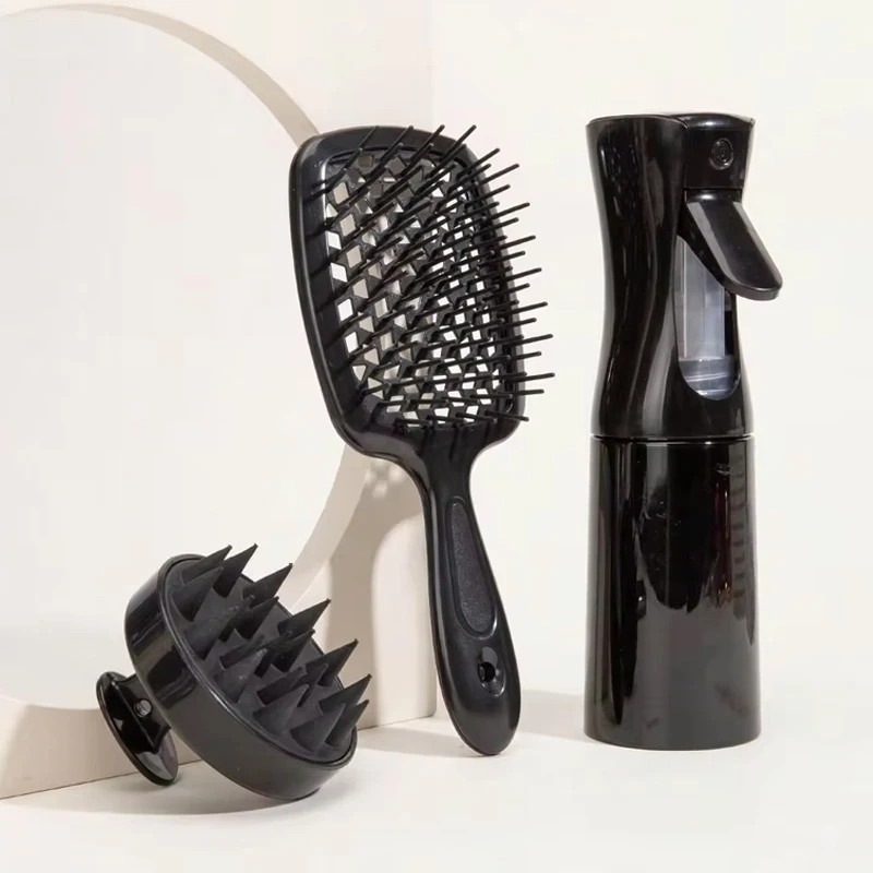 3 in 1 Hair Care Set Scalp Massager Comb Spray Bottle Silicone Hair Massage Shampoo Brush Hair care Set