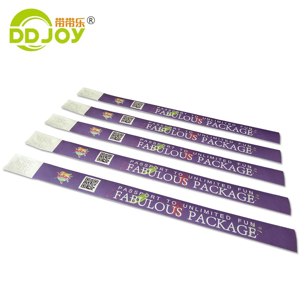 High Quality Gifts Types Custom waterproof resistant adhesive Events Party paper tyvek Wrist bands