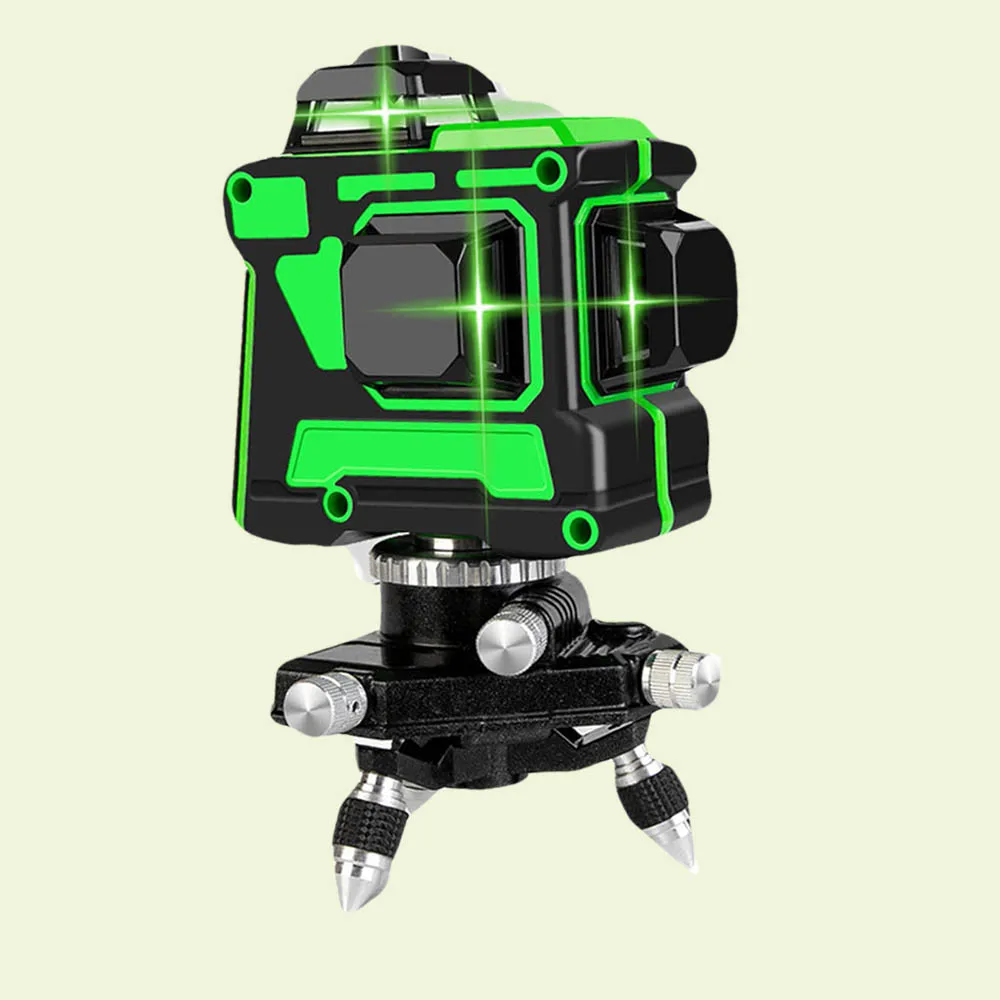 Лазерный уровень с зелеными перекрестными линиями, автоматический лазерный уровень 360%, 12 линий, 3d лазерный уровень, измерительная лента