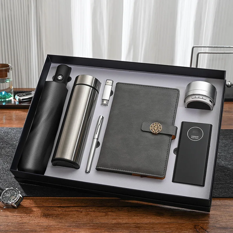 Factory business gifts Umbrella thermos cup Audio power bank notebook set opening activity new year VIP Souvenir office gift set
