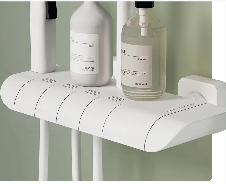 High Quality Fashion White Piano Shower System Set 4 Function Luxury Rainfall Shower Combo Mixer Square Shower Head Bidet Spray