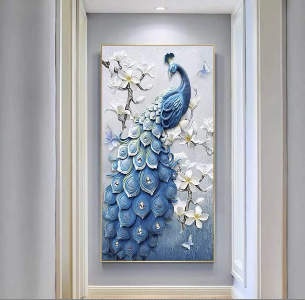 Factory direct selling porch painting high-grade peacock diamond hanging painting