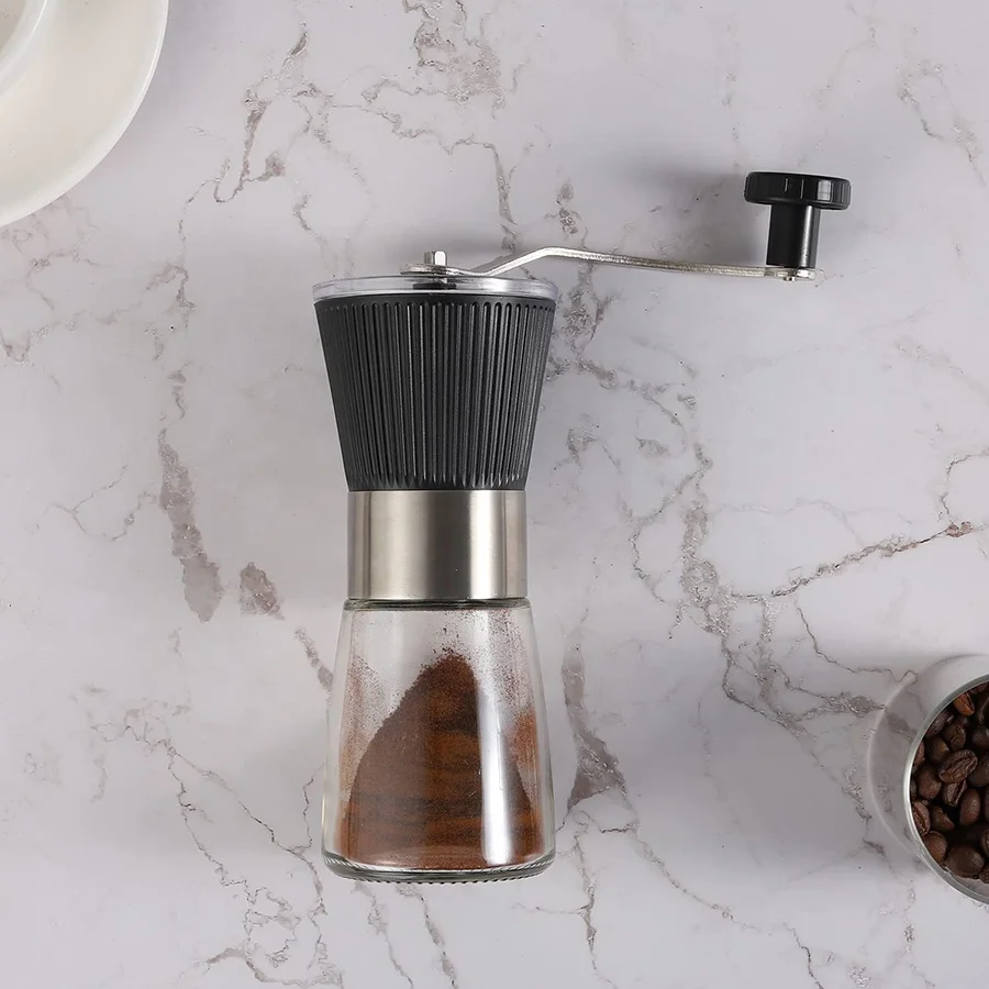 2021 New Glass Manual Stainless Steel Coffee Grinder With Washable Ceramic Burr Core