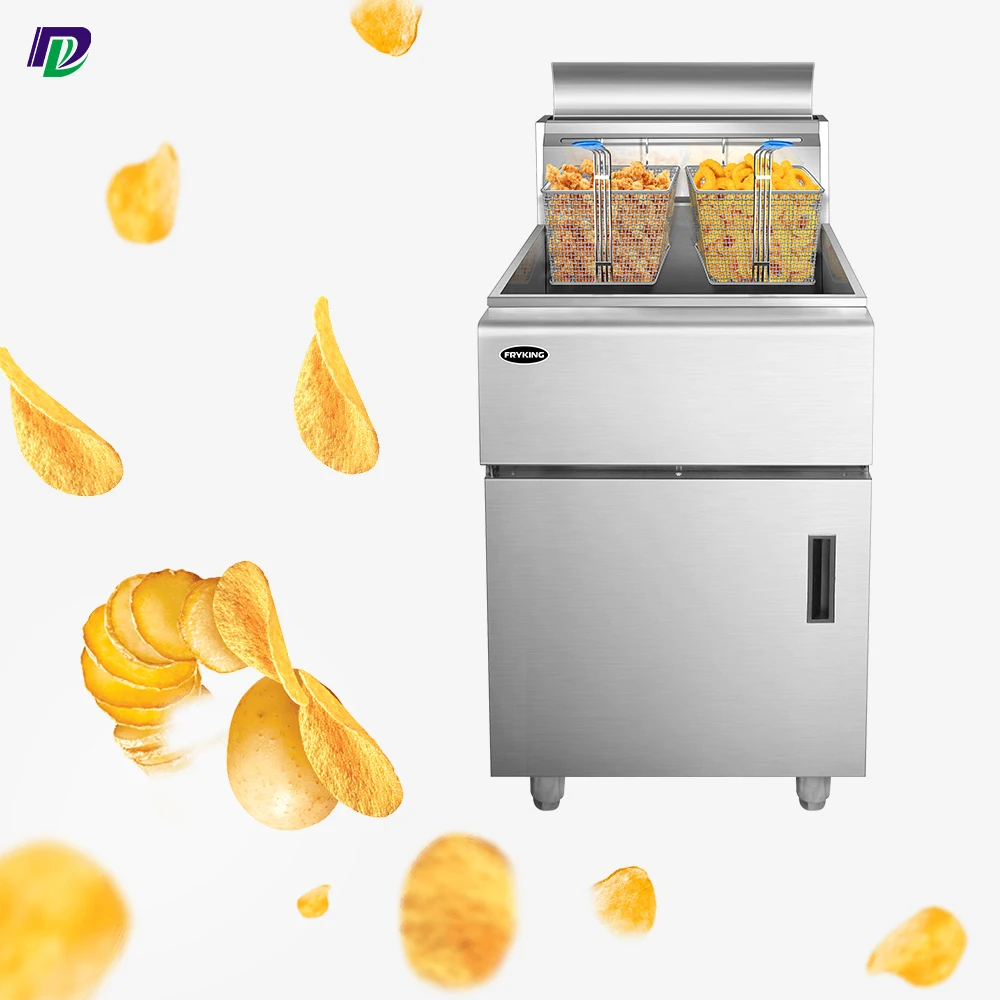 DaLin Commercial Gas Fryer Factory Custom 24L 28L 50L Two Tanks Industrial Fryer Commercial Gas Deep Fryer fast food equipment