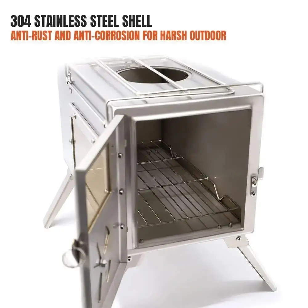 Rison Outdoor Camping Picnic Portable, 304 Stainless Steel Usb Fen Powered Wood Stove Camping