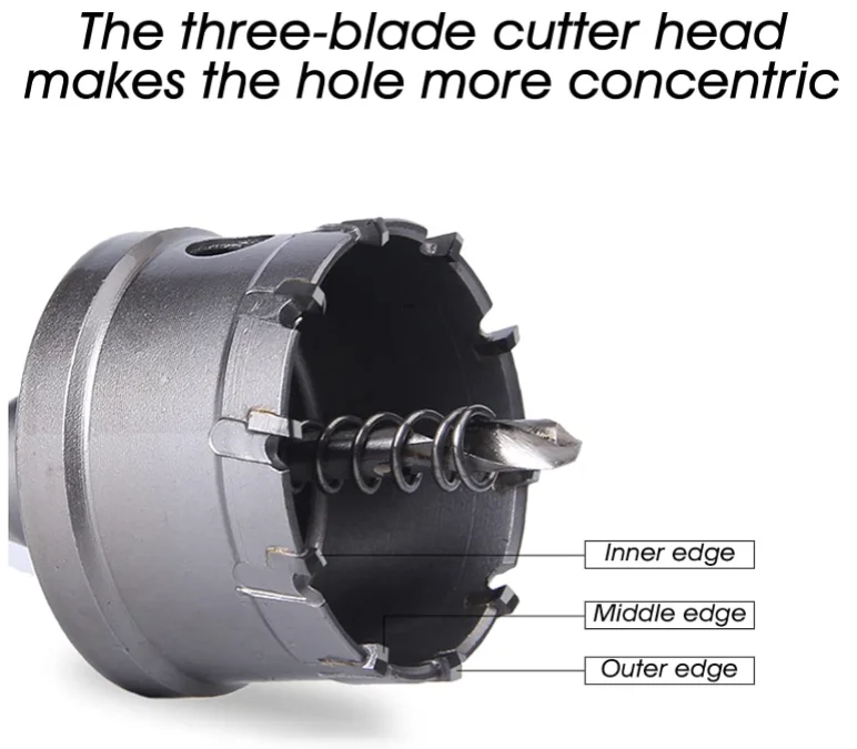 35mm TCT Hole Saw with Pilot Drill Bit Tungsten Carbide Tipped Hole Cutter for Stainless Steel
