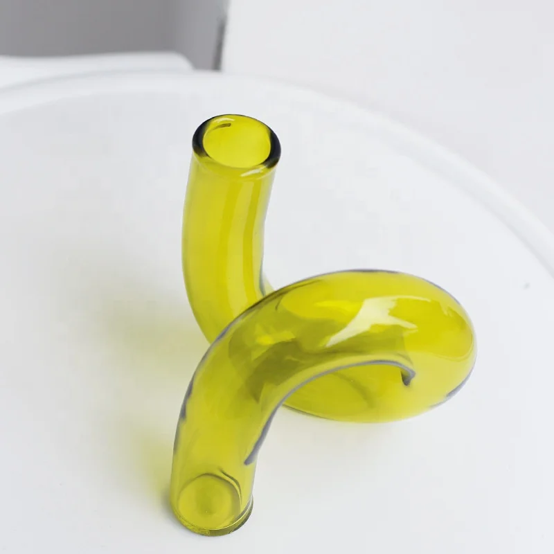Creative Twisted Glass Vase Hydroponic Bottle Candlestick Flower Pot for Home Decor
