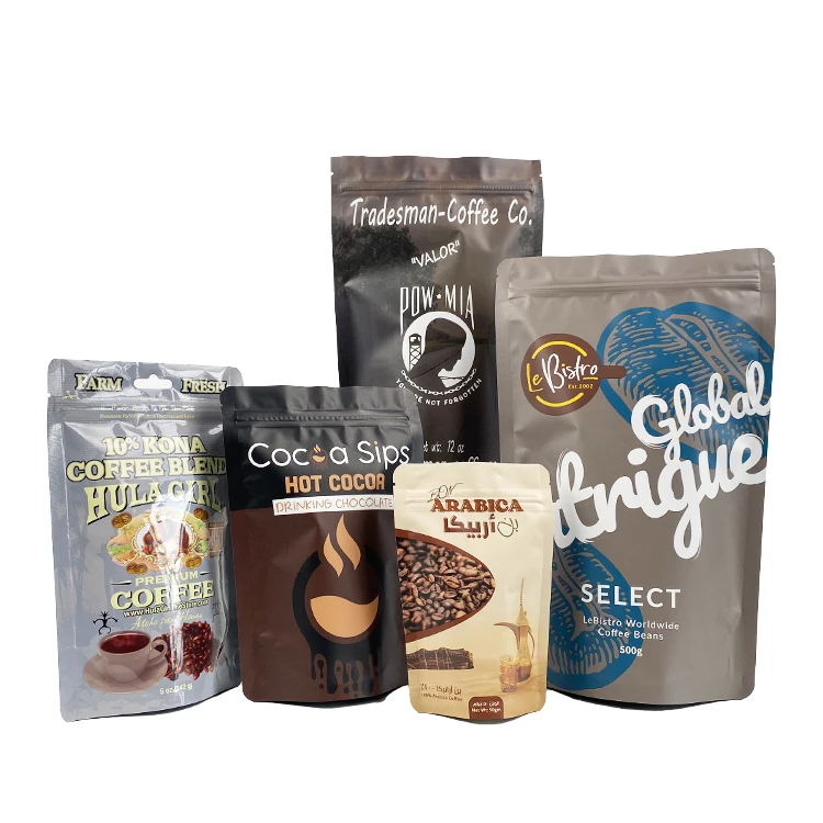 Manufacturer Aluminum Foil Snack Tea Chocolate Candy Stand Up Pouch Matte Effect Free-Shaped Coffee Packaging Bags