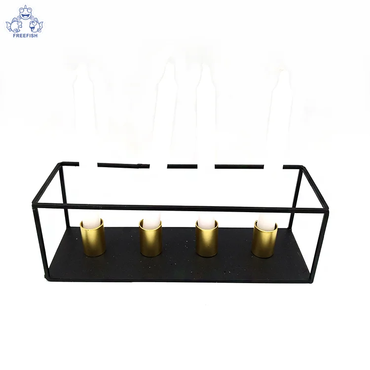 Home decoration gold metal iron candle stand tea light candle holder, wire geometric votive holder
