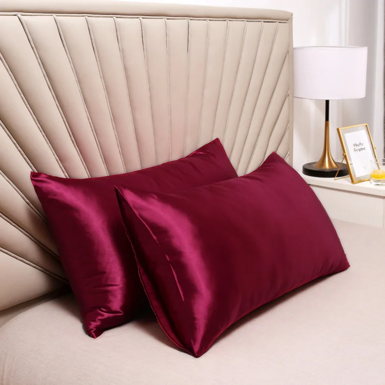 High Quality Super Soft Feeling Envelope Style Silk Satin Pillowcase Standard Size Decorative Bed Custom Pillowcase