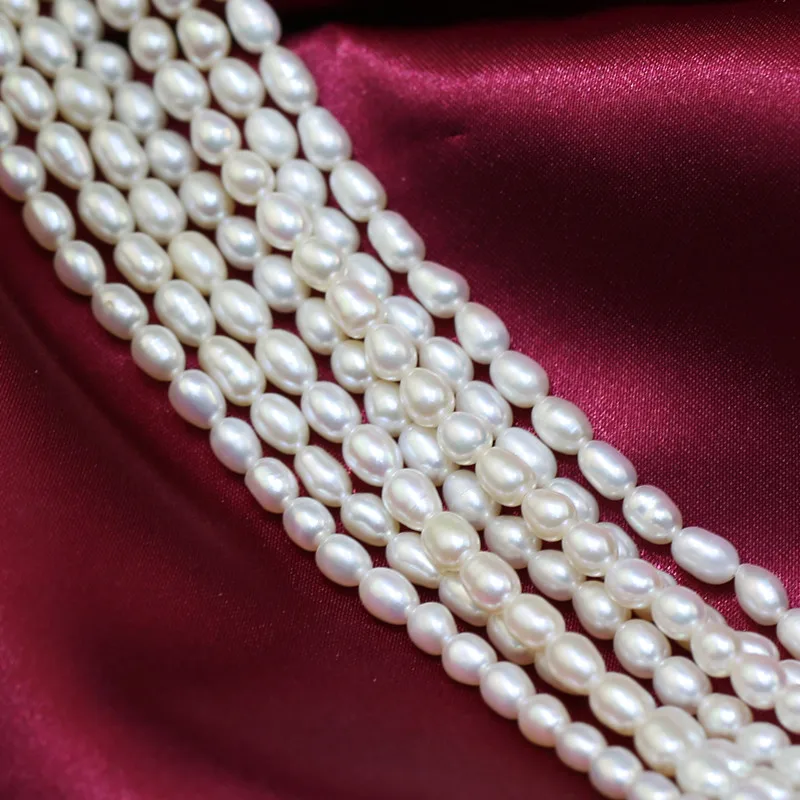 3-4 мм маленький размер семена риса новинка оптовая продажа белый натуральный пресноводный настоящий жемчуг нитка из бусин