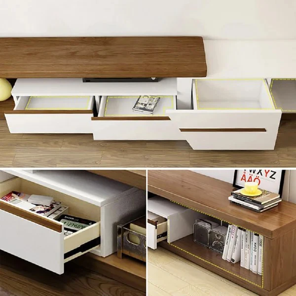 Nordic Style Telescopic Living Room Furniture Modern Extendable Storage TV Stand