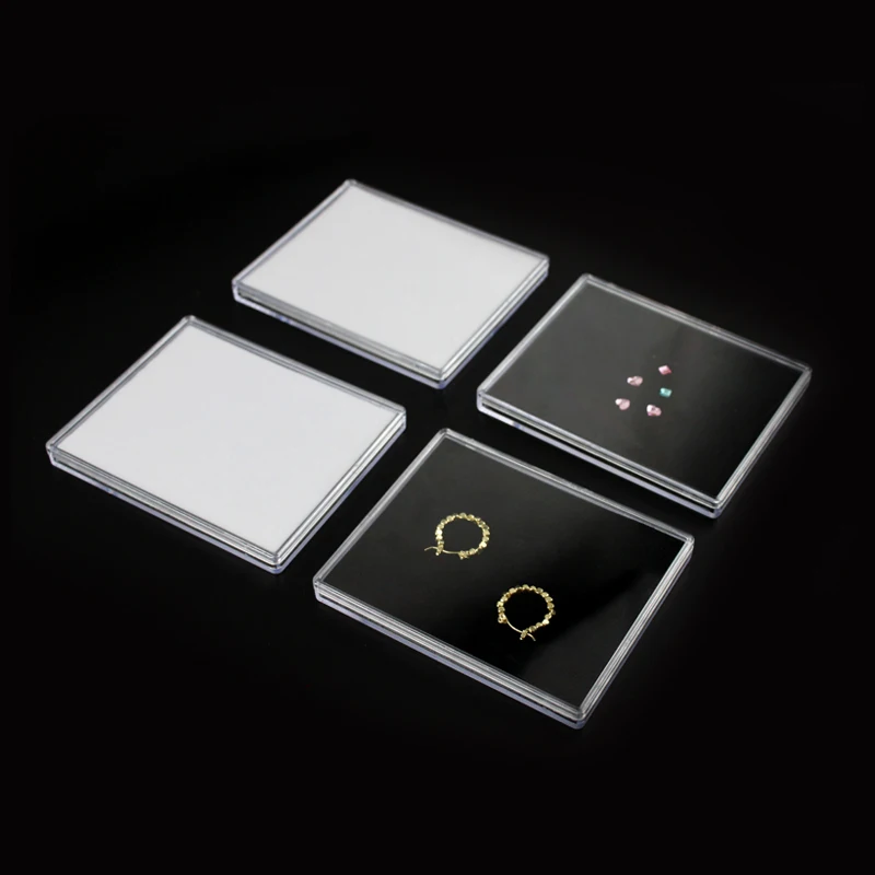 Square clear plastic box loose diamond stone gem jewelry storage box for jewelry display