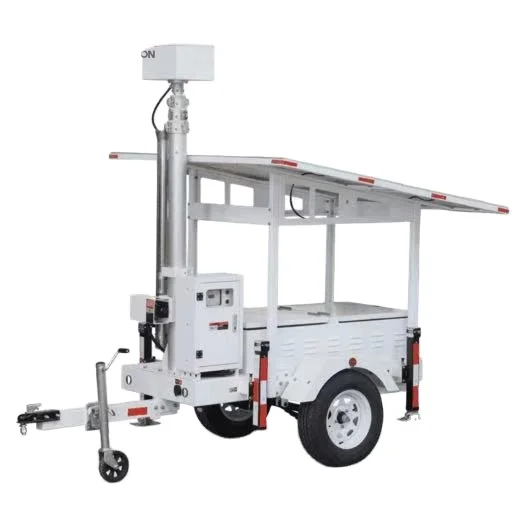 Mobile solar surveillance trailer with one 435W solar panel for safety