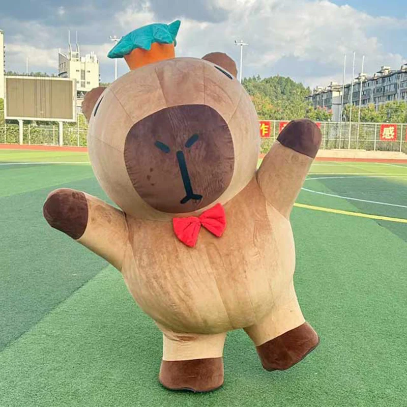 Hot Sale Inflatable Kapibala Capybara Plush Furry Mascot Costume Brown Fursuit Mascotte Animal Wearable Walking 2m Suit