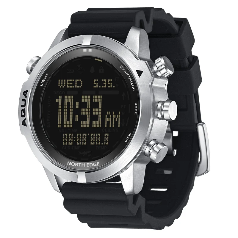 North Edge Aqua new design smart watch 10BAR water resistant Divers Watch with silica gel Watch Strap