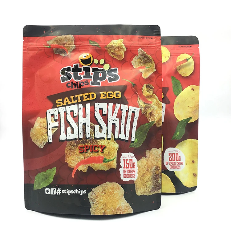 Custom Printed Resealable Zipper Plastic Aluminum Foil Empty Chips Pouch Plantain Potato Chips Packaging Mylar Bags