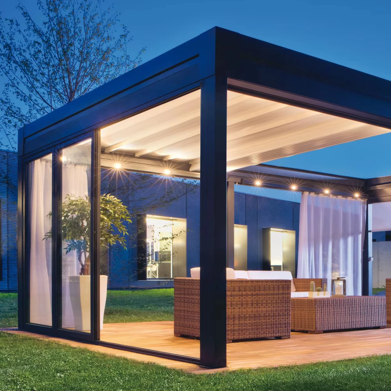 Fully Automatic Terrace Louvered Roof Retractable Sliding And Folding Waterproof Outdoor Pergola Aluminium