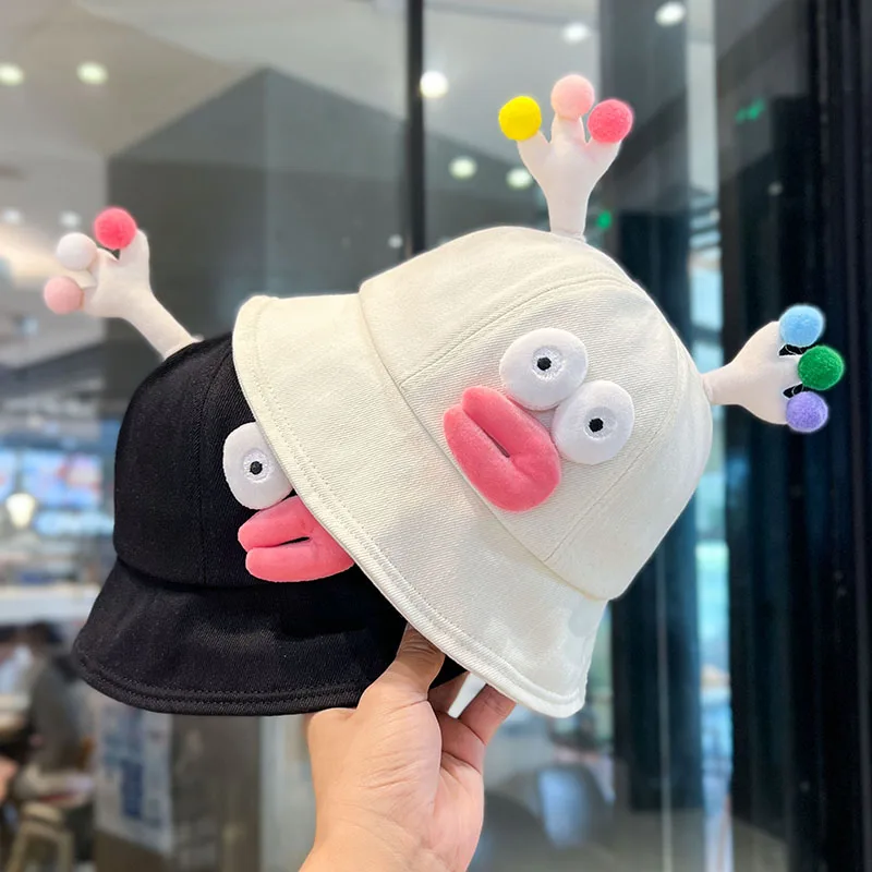 Hot Sale Girls Small Basin Hat Sun Protection Caps Cute Cartoon Funny Fisherman Hat