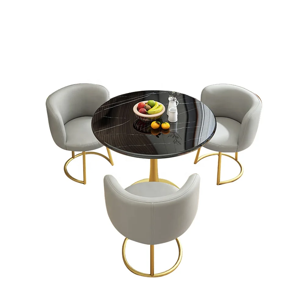 Набор обеденных круглых обеденных столов, стеклянные современные круглые обеденные столы в новом стиле, современные стулья для ресторана, кафе, мебель, стул