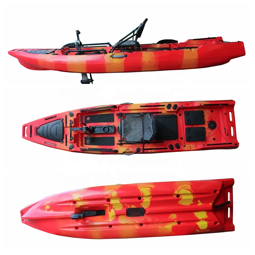3.8 Meter Sit on Top Canoe Rowing Boat Motorized Fishing Kayak with Propeller Pedal Drive and Electric Motor for Water Sports 35