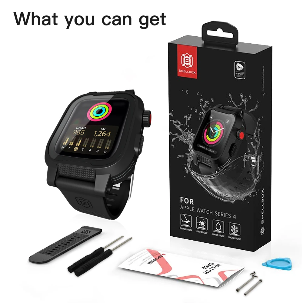  Силиконовый ремешок Shellbox IP68 водонепроницаемый чехол для Apple Watch Series SE 6 5 4 3 iWatch 38/42/44 мм защитный часов