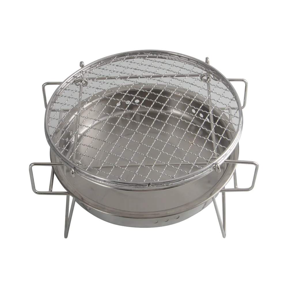 Wholesale Popular Smokeless BBQ Grill Outdoor Camping Portable Custom Stainless Steel 410 Round Foldable Charcoal Grill