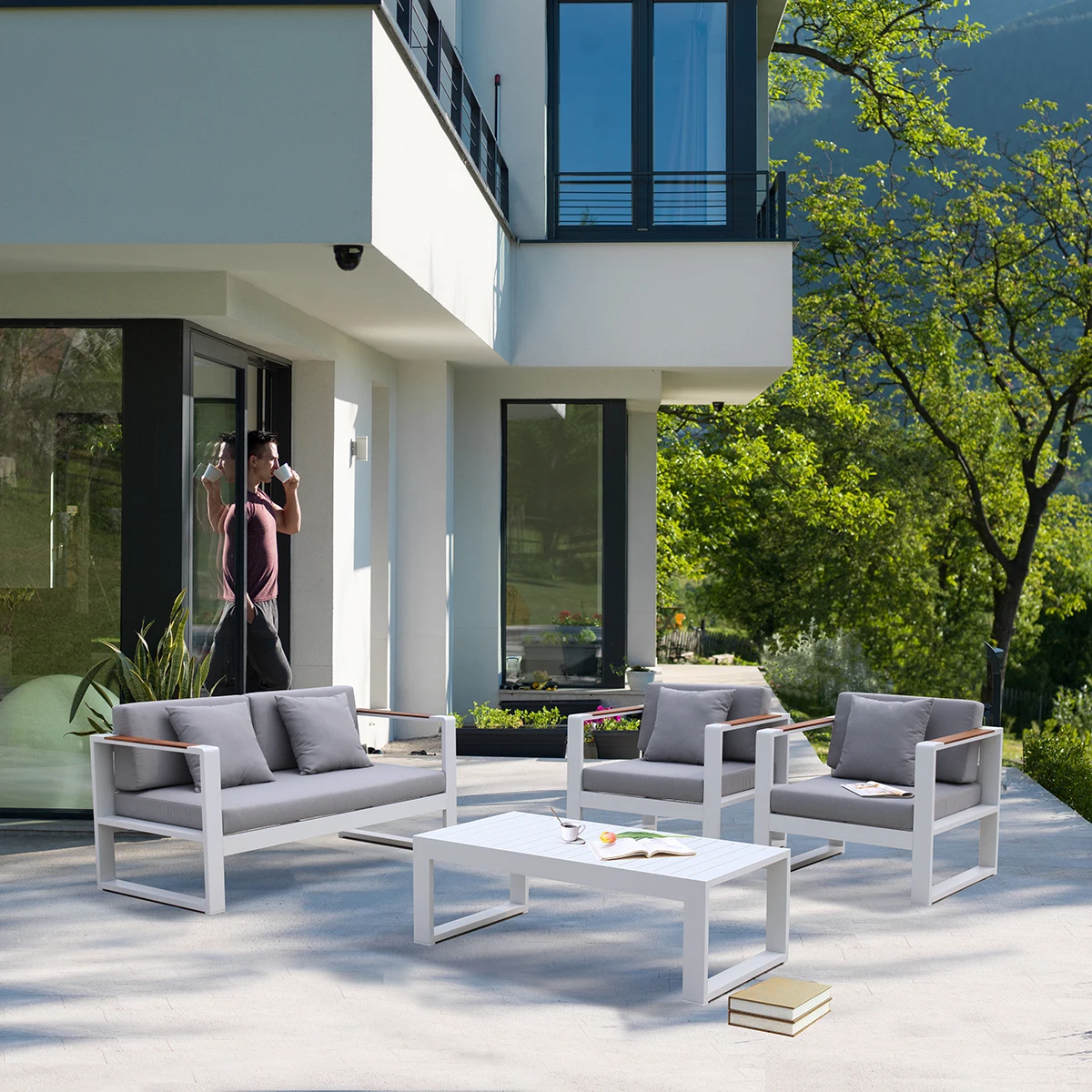 KT3062 Modern aluminum  garden sofa furniture casual  lounge set  for hotel restaurant best selling